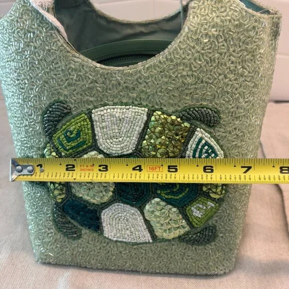 🐢STAUD Beaded Cote Bag - BABY TURTLE - Green and White 🐢 - Picture 13 of 16